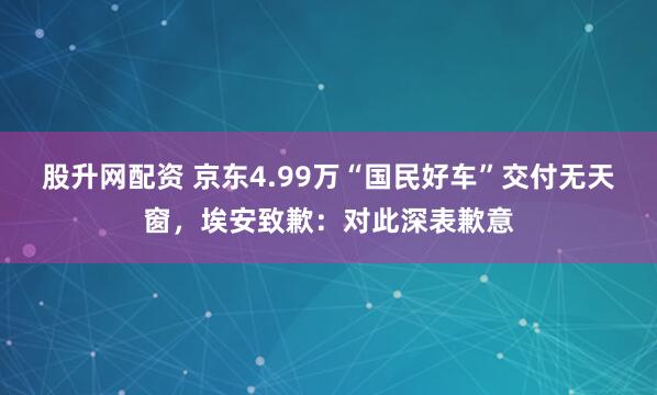 股升网配资 京东4.99万“国民好车”交付无天窗，埃安致歉：对此深表歉意