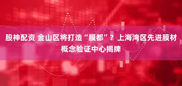股神配资 金山区将打造“膜都”？上海湾区先进膜材概念验证中心揭牌